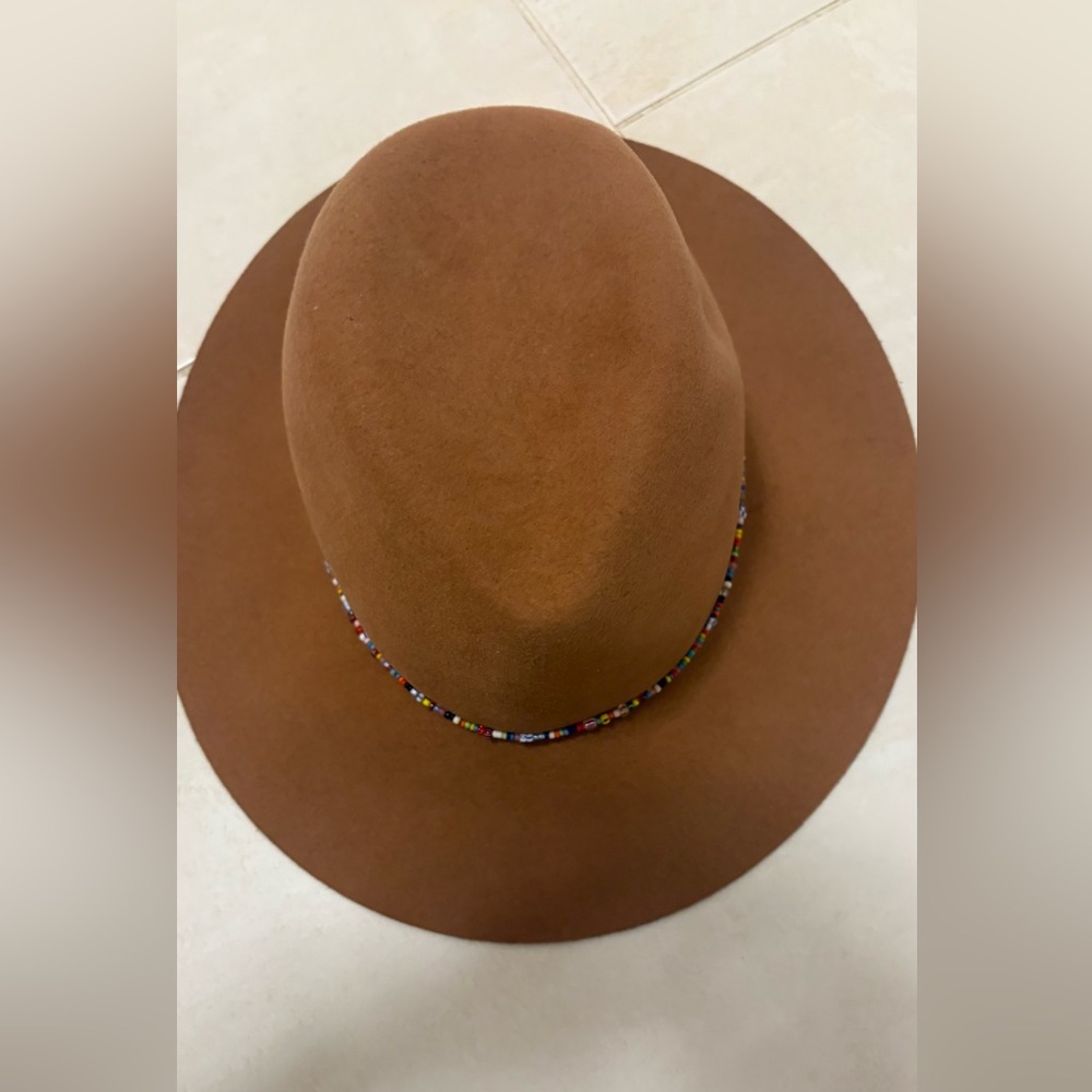Rag & Bone Camel Wool Hat with  Beaded Trim